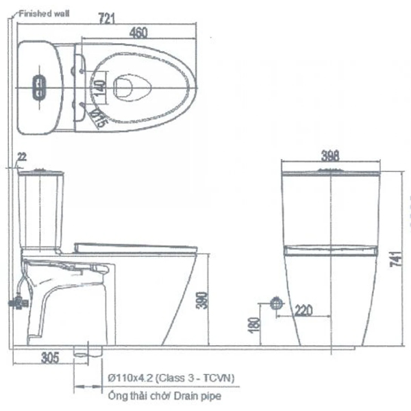 Ban ve ky thuat Bon cau Inax AC 602VN