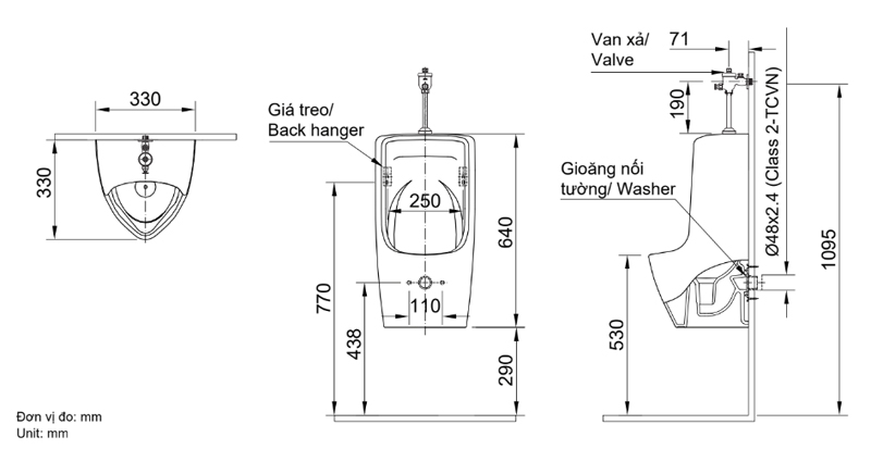 Ban ve ky thuat Bon tieu Inax U 431 VR