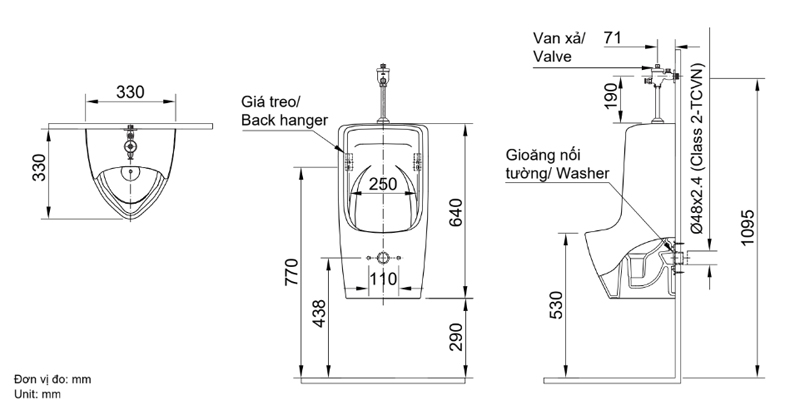 Ban ve ky thuat Bon tieu Inax U 431VAC