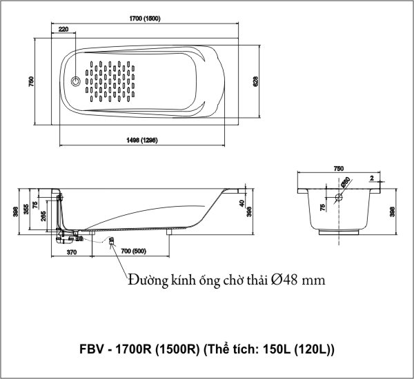 Thong so ky thuat bon tam Inax Ocen FBV-1700R