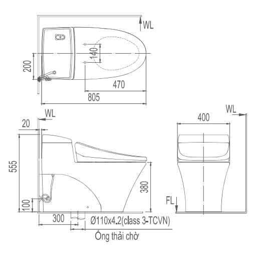 Ban ve ky thuat bon cau nap rua co INAX AC-1017R+CW-S32VN