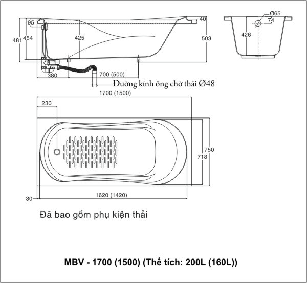 Ban ve bon tam Galaxy Inax MBV-1700 