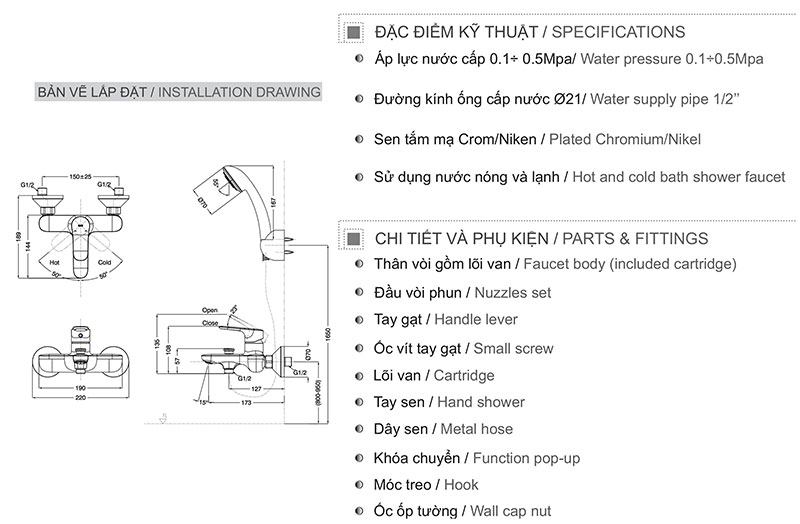 Sen tắm thường Inax BFV-1403S-4C - Tính năng
